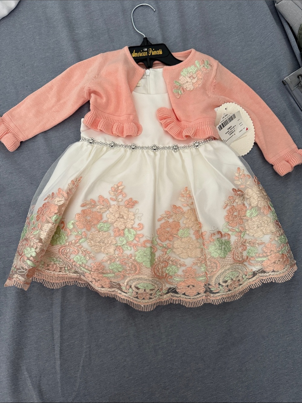 American Princess Ivory Dress with Pink Bolero